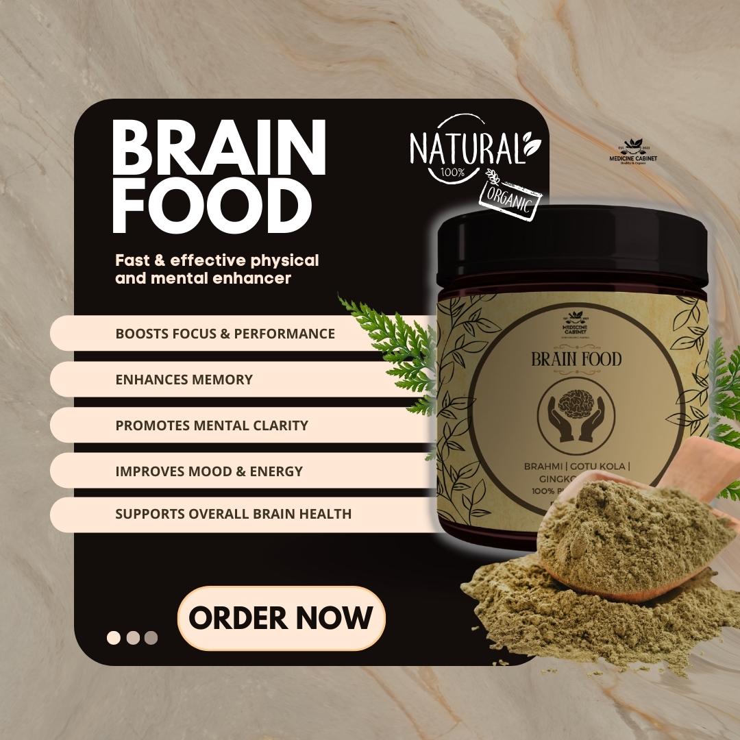 NATURAL BRAIN FOOD | FOCUS | CONCENTRATION | MEMORY | ATTENTION | COGNITIVE | ANXIETY DEPRESSION