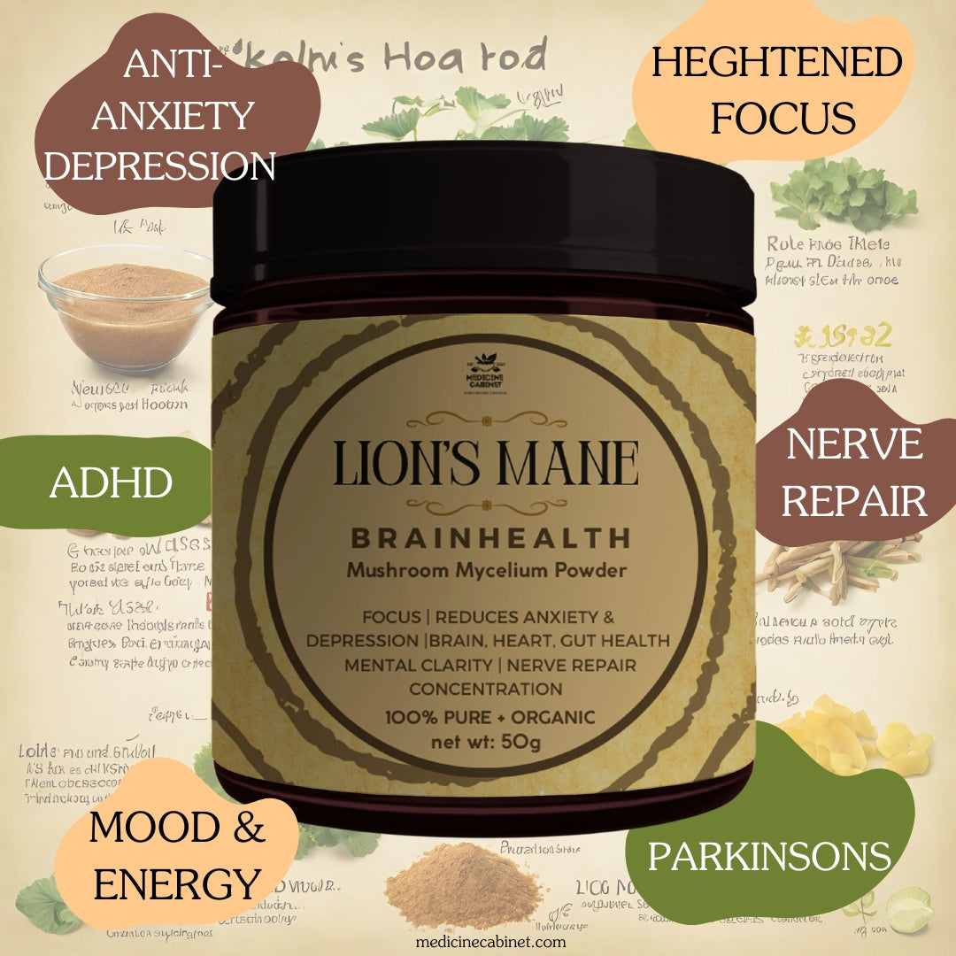 LION'S MANE MUSHROOM | (100% PURE) + Brain Focus | Mental Health Support | Cognition | Memory | Focus | ADHD